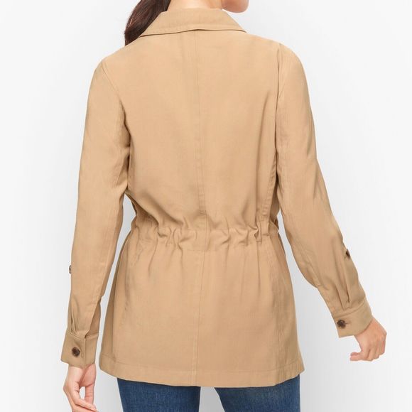 NWT Talbots Military Field Utility Jacket Drawcord Waist Shacket Tan Roll Tab XL - Picture 15 of 15